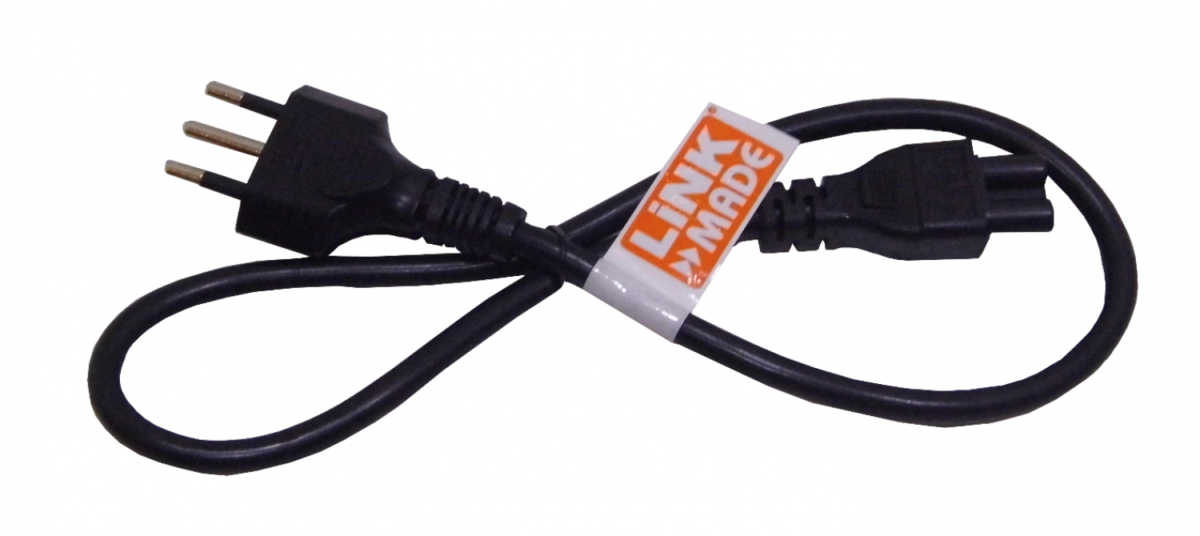 0,6mt Negro Trebol-C5-Hembra Chile-Macho Cable Poder 6A 3x0,75mm2 60cm