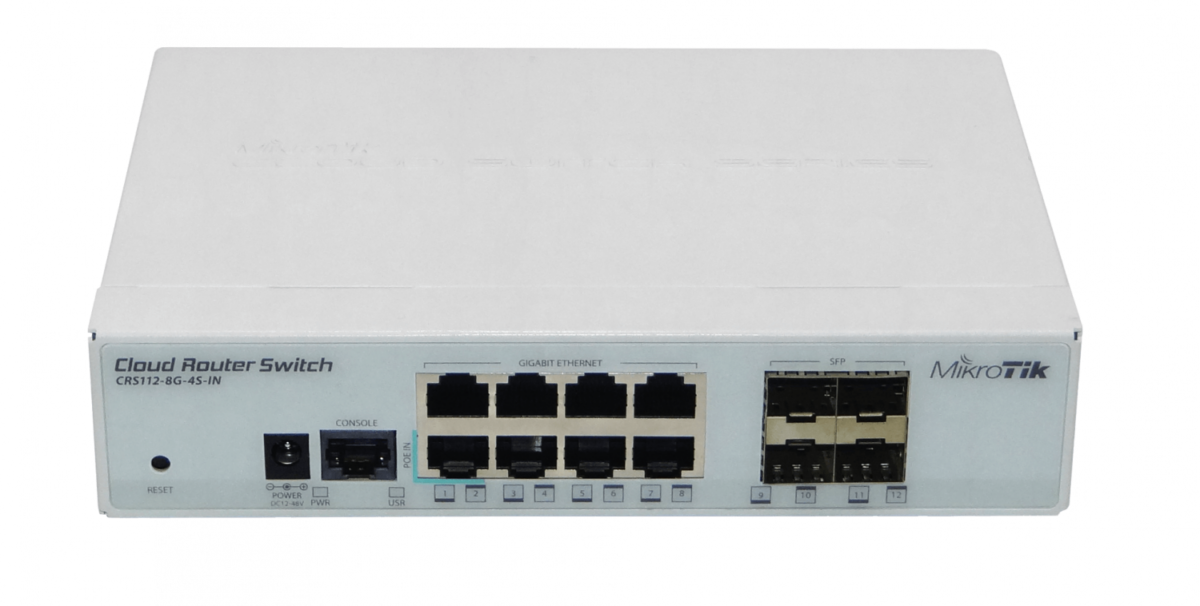 MIKROTIK NO-RACK 4-SFP 8-1000 SWITCH/LAYER3-ROUTER L5 CONSOLE-RJ45