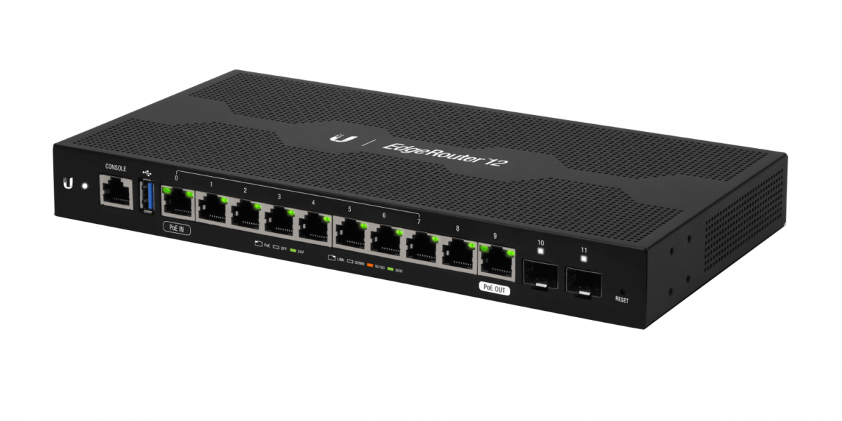 UBIQUITI ER-12 10-1000 2-SFP USB Console-RJ45 Router Opc-Rack 4x1GHz inc-24V