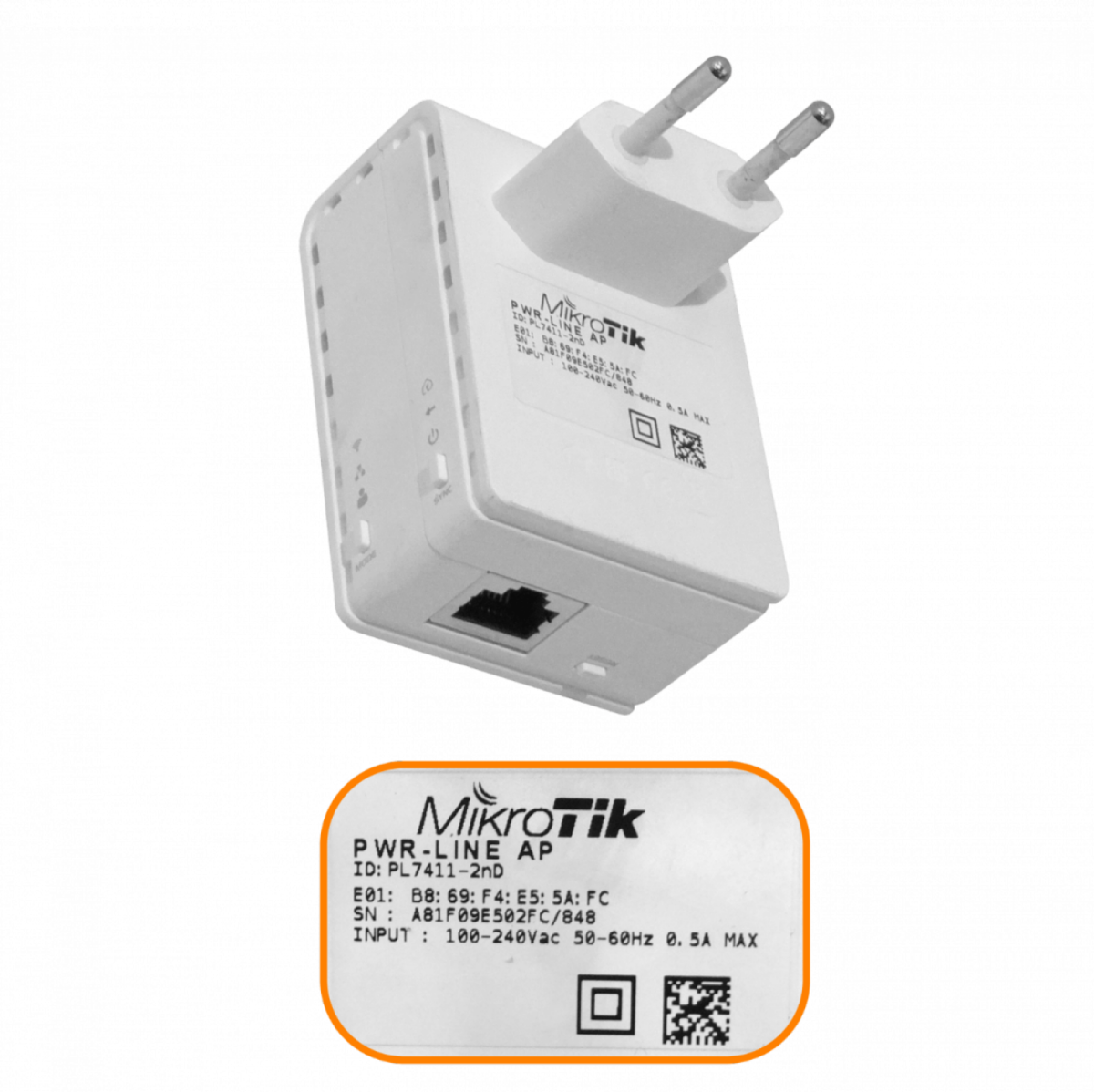 MIKROTIK PWR-LINE-AP AV500 Powerline WiFi-2,4GHz 1-100 1,5dBi Unitario RouterOS-L4