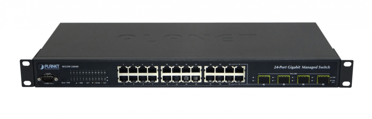 PLANET 24-1000 4-SFP RS232-DB9 L2+/L3 Switch Admin Rack 28-puertos